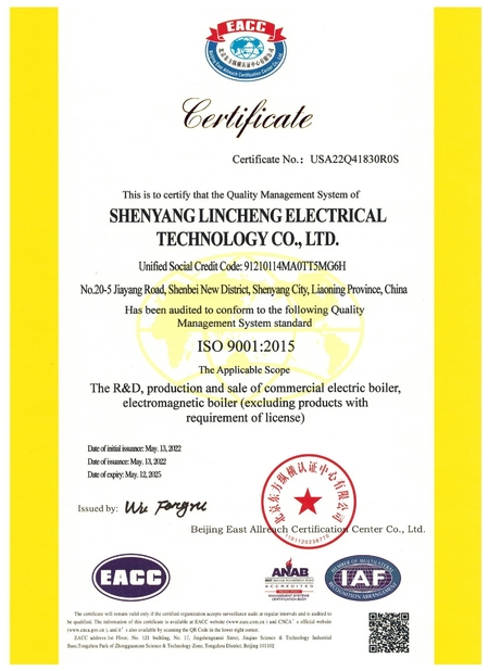 Chiny shenyang lincheng Technology Co., Ltd Certyfikaty