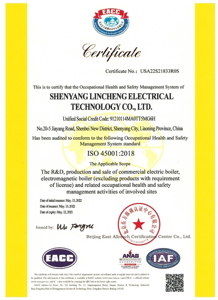 Chiny shenyang lincheng Technology Co., Ltd Certyfikaty